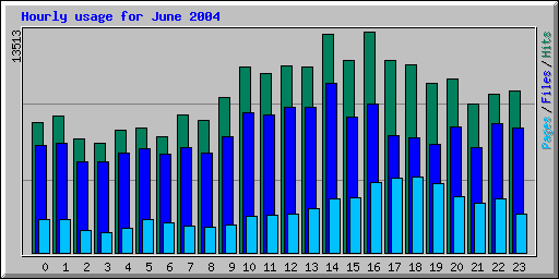 Hourly usage for June 2004